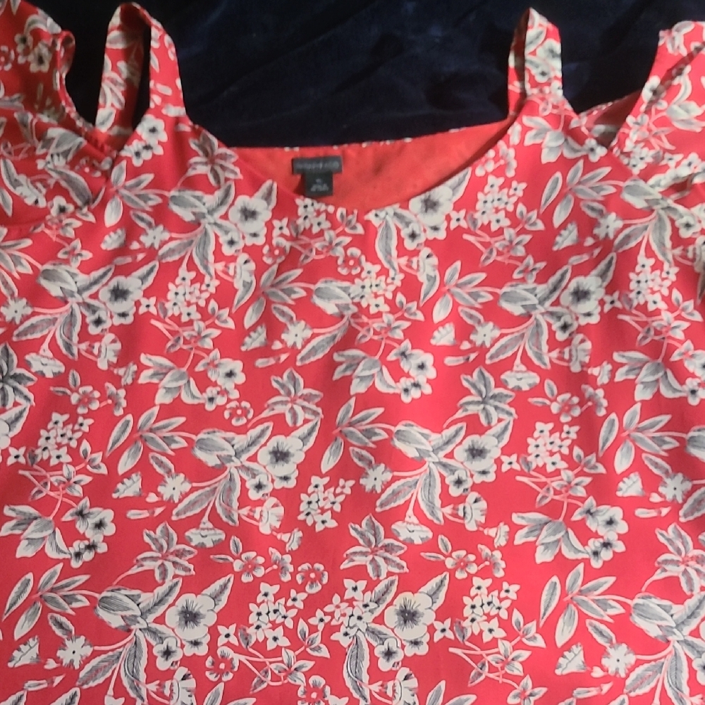 Paraphrase Red and White Floral Blouse